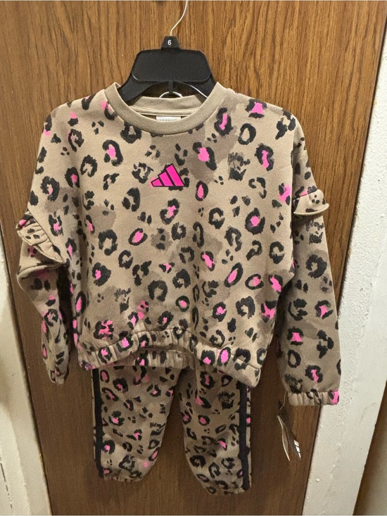 adidas Other - adidas Kids Leopard Print Sweatshirt with Hot Pink Logo